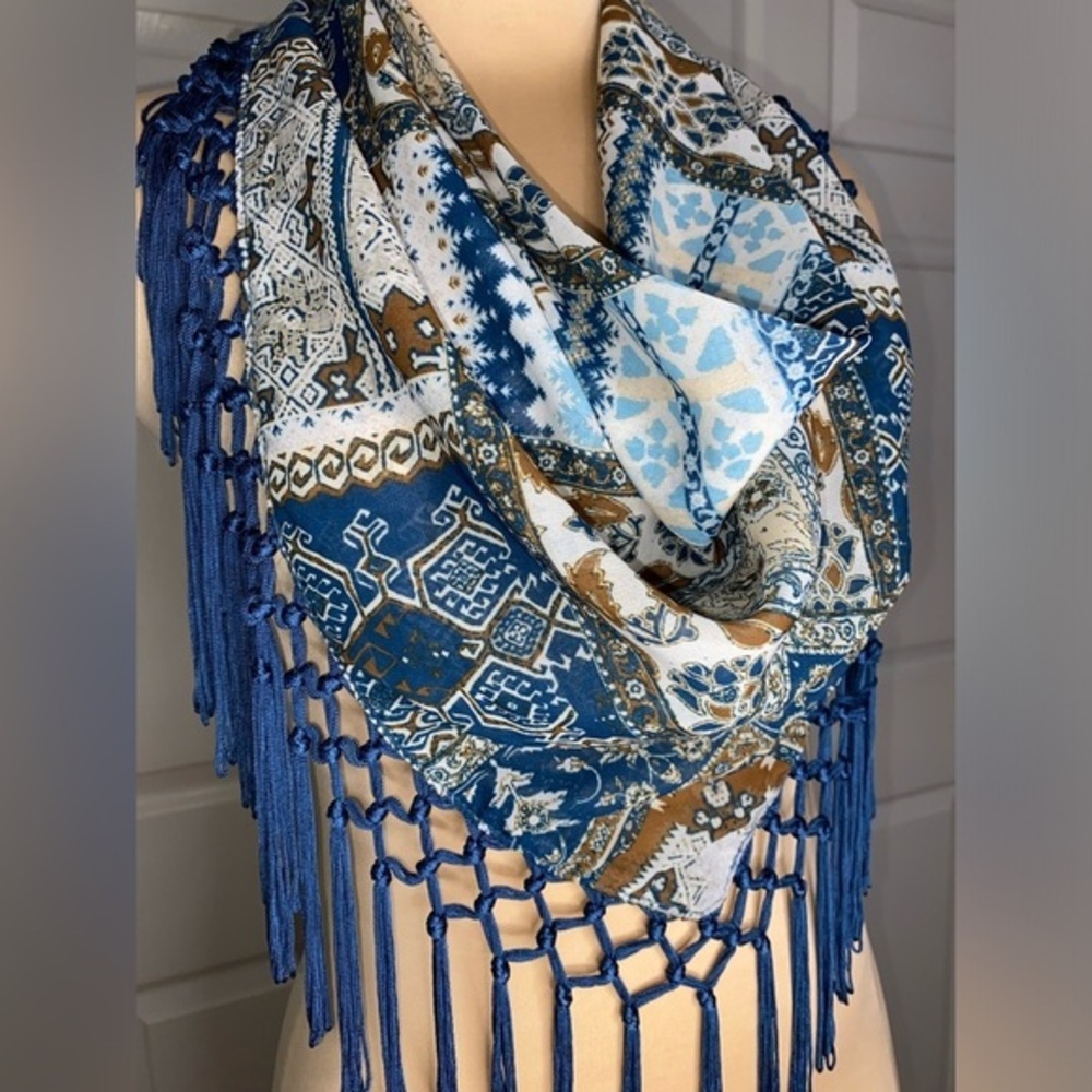 Boho Pullover Cowl Scarf | Fringe Tassels | Winter Layering | Statement Piece